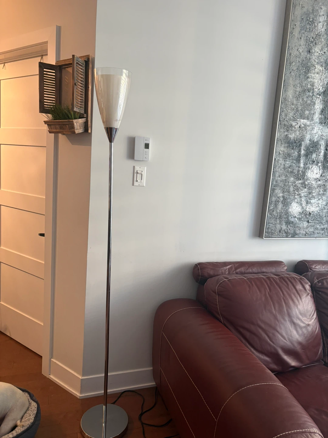 Modern Floor Lamp with Frosted Glass Shade - photo 2