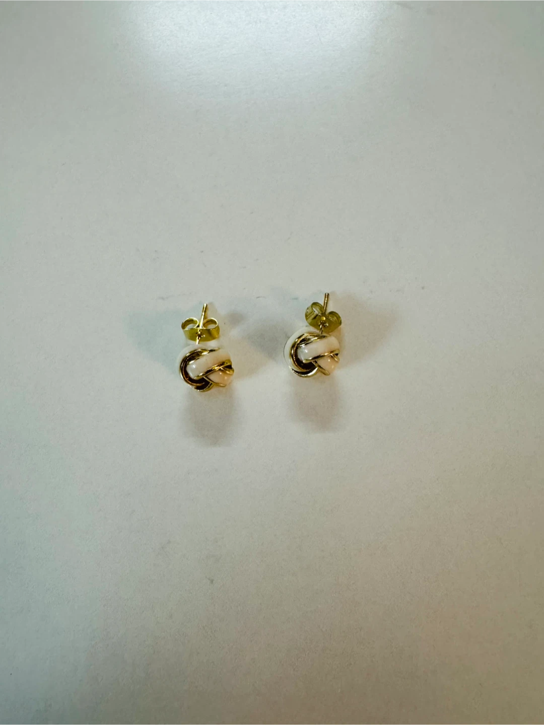 Ivory Enameled 14K Plated Knot Stud Earrings! - photo 2