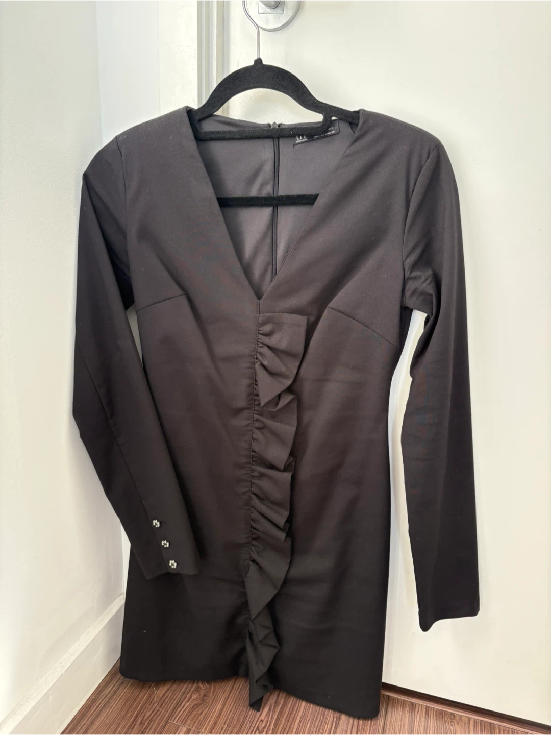 ZARA Black Dress with Decorative Buttons