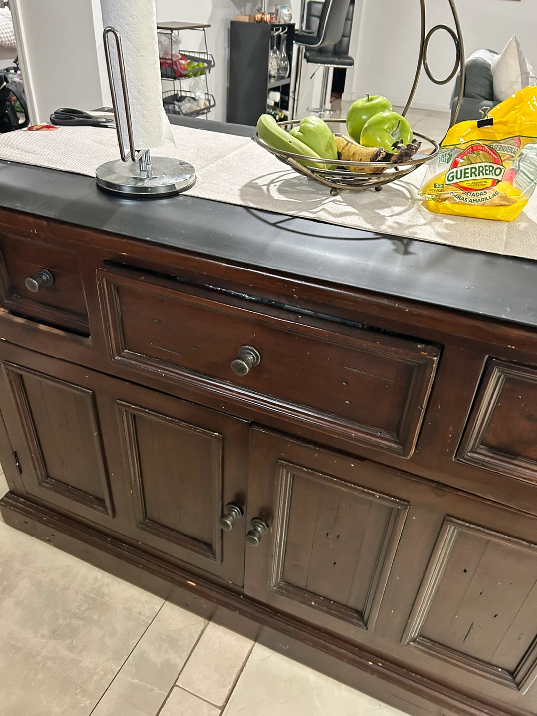 Dark Wood Kitchen Island Cart with Storage - photo 3
