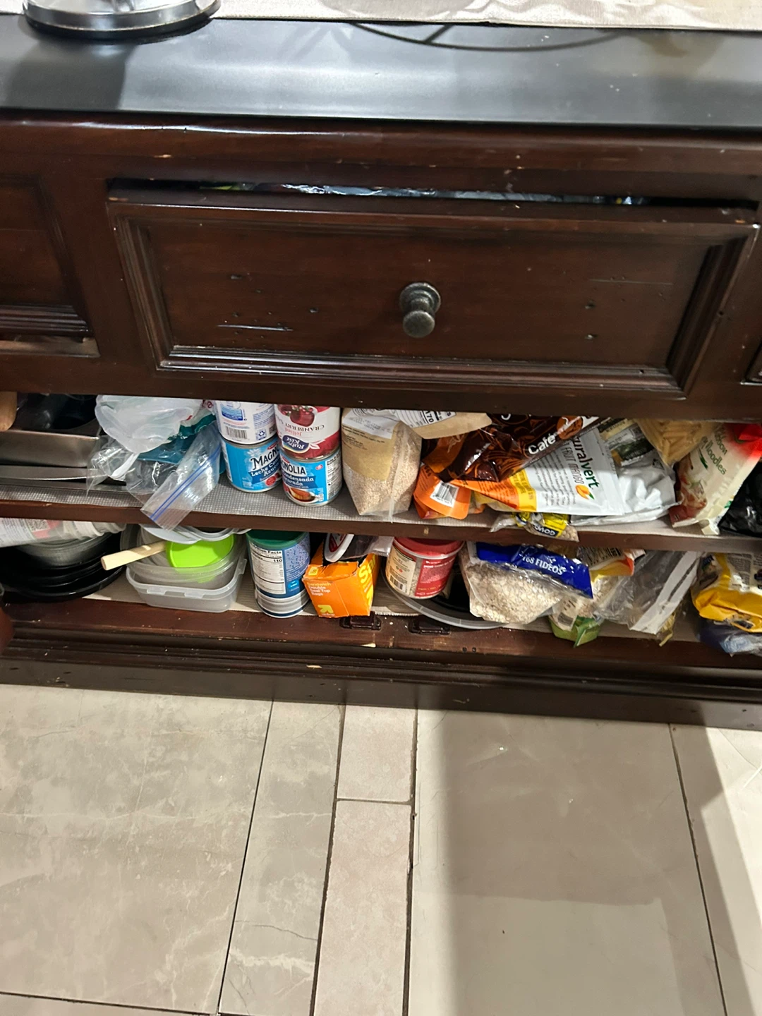 Dark Wood Kitchen Island Cart with Storage - photo 2