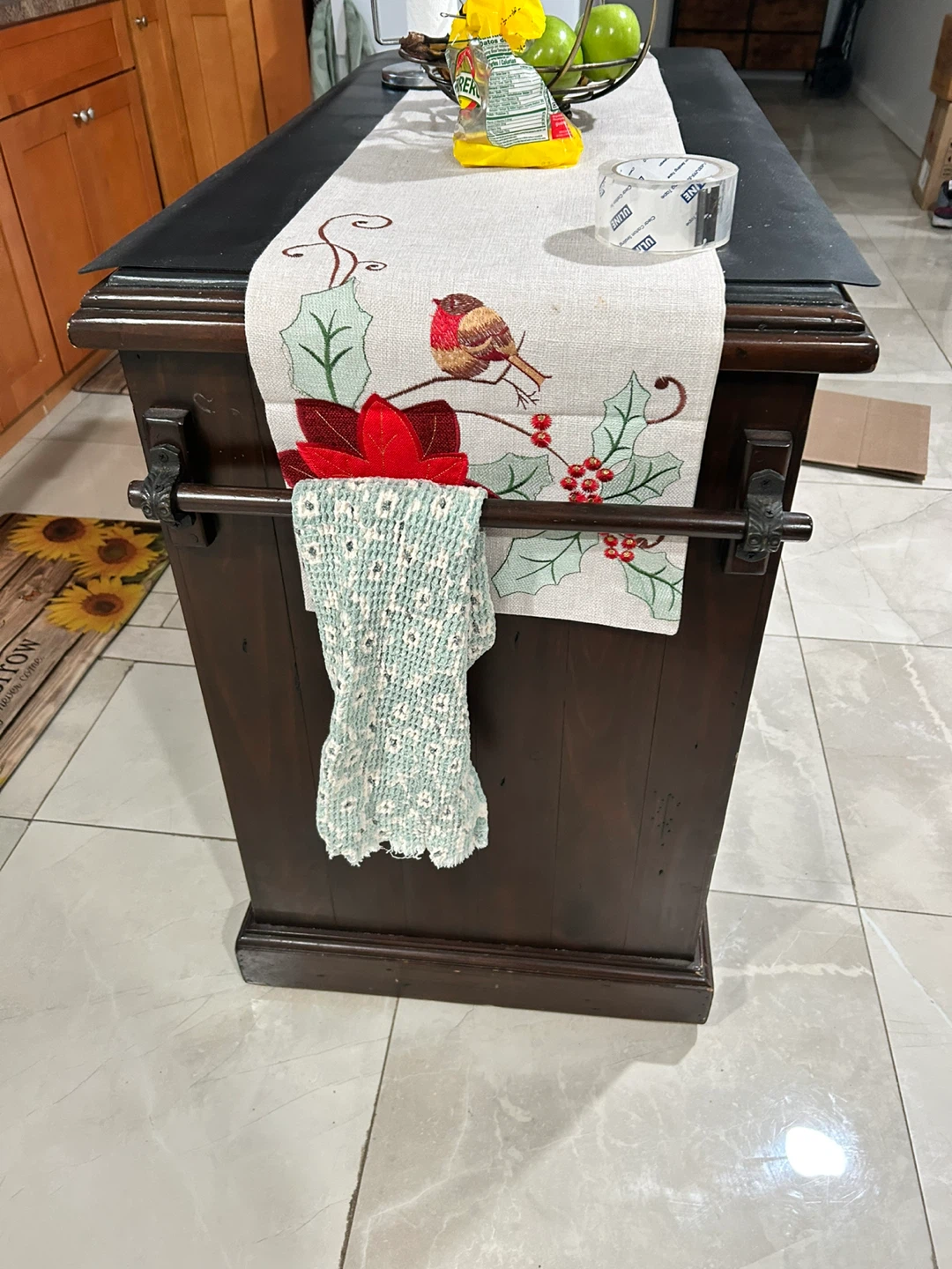 Dark Wood Kitchen Island Cart with Storage - photo 4