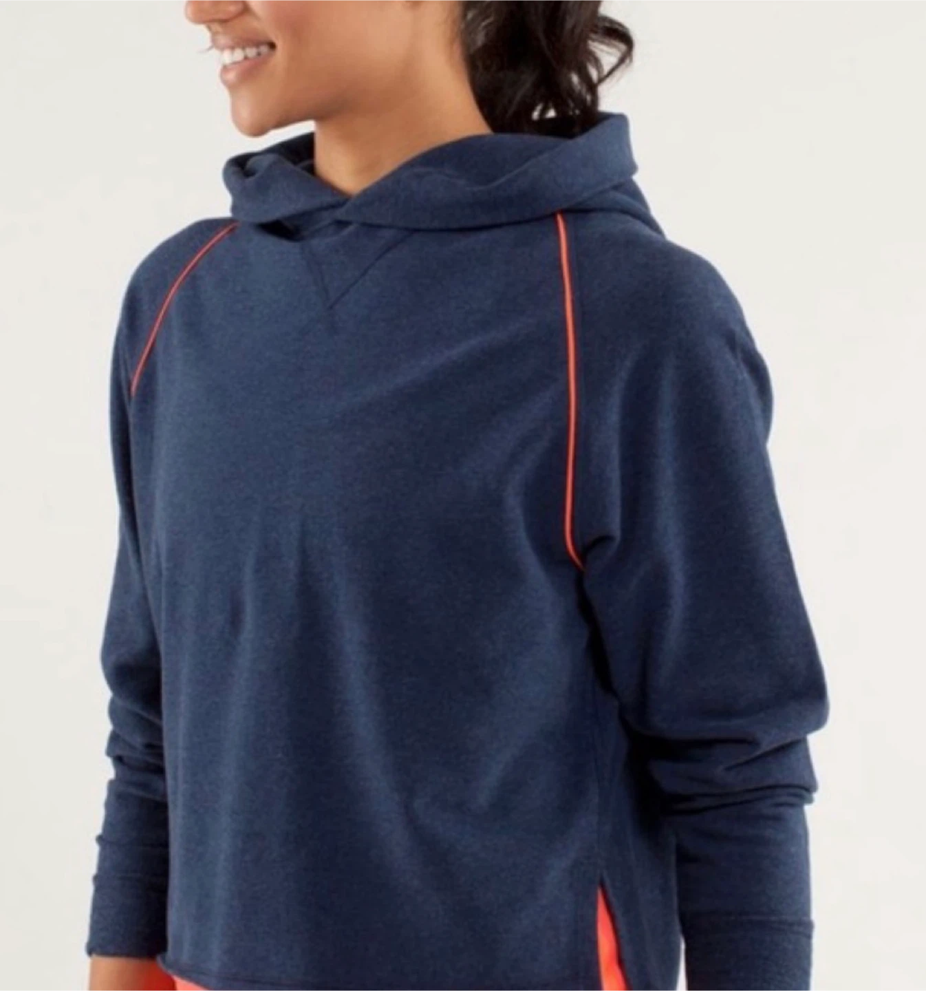 Lululemon Navy Blue Cropped Hoodie with Orange Piping - photo 3