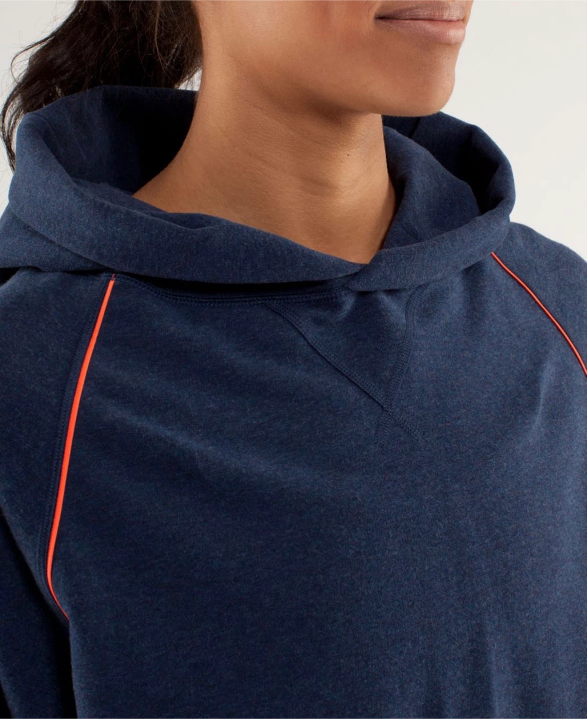 Lululemon Navy Blue Cropped Hoodie with Orange Piping - photo 2