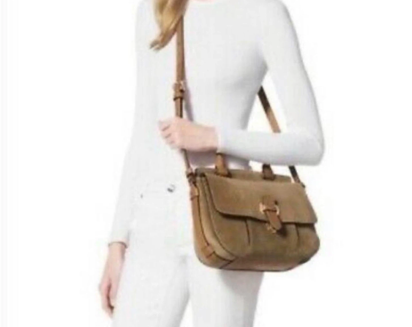 MICHAEL KORS Romy Large Suede Crossbody saddle bag