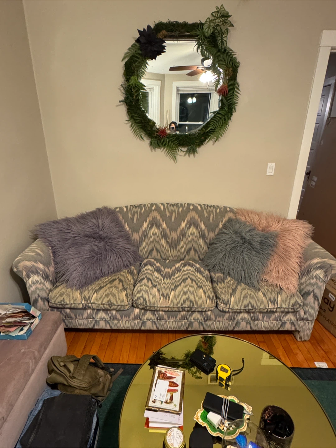 FREE ikat printed sofa (86” W, 36” D, 27” H)