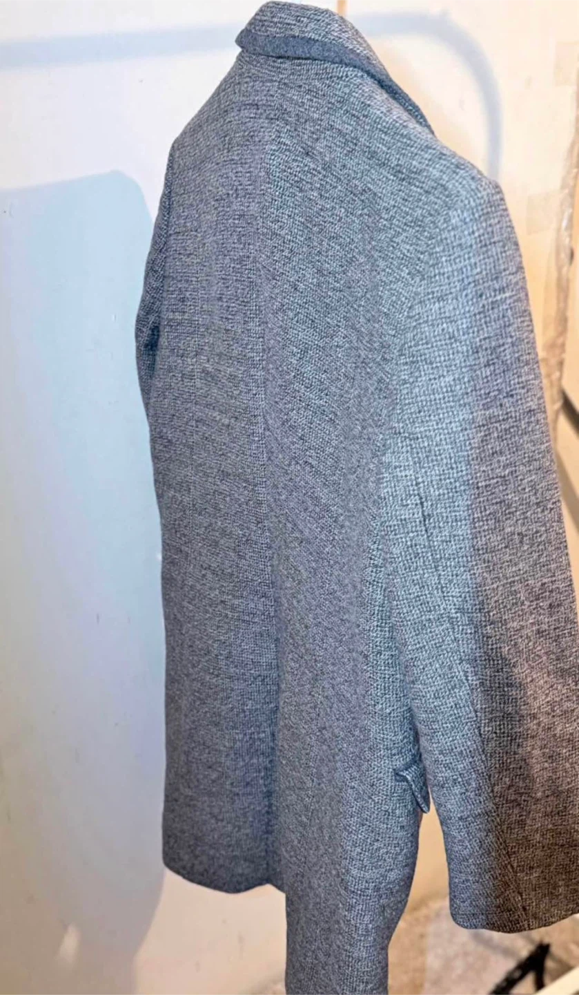 CLOVIS Grey Herringbone Wool Blend Coat - photo 3