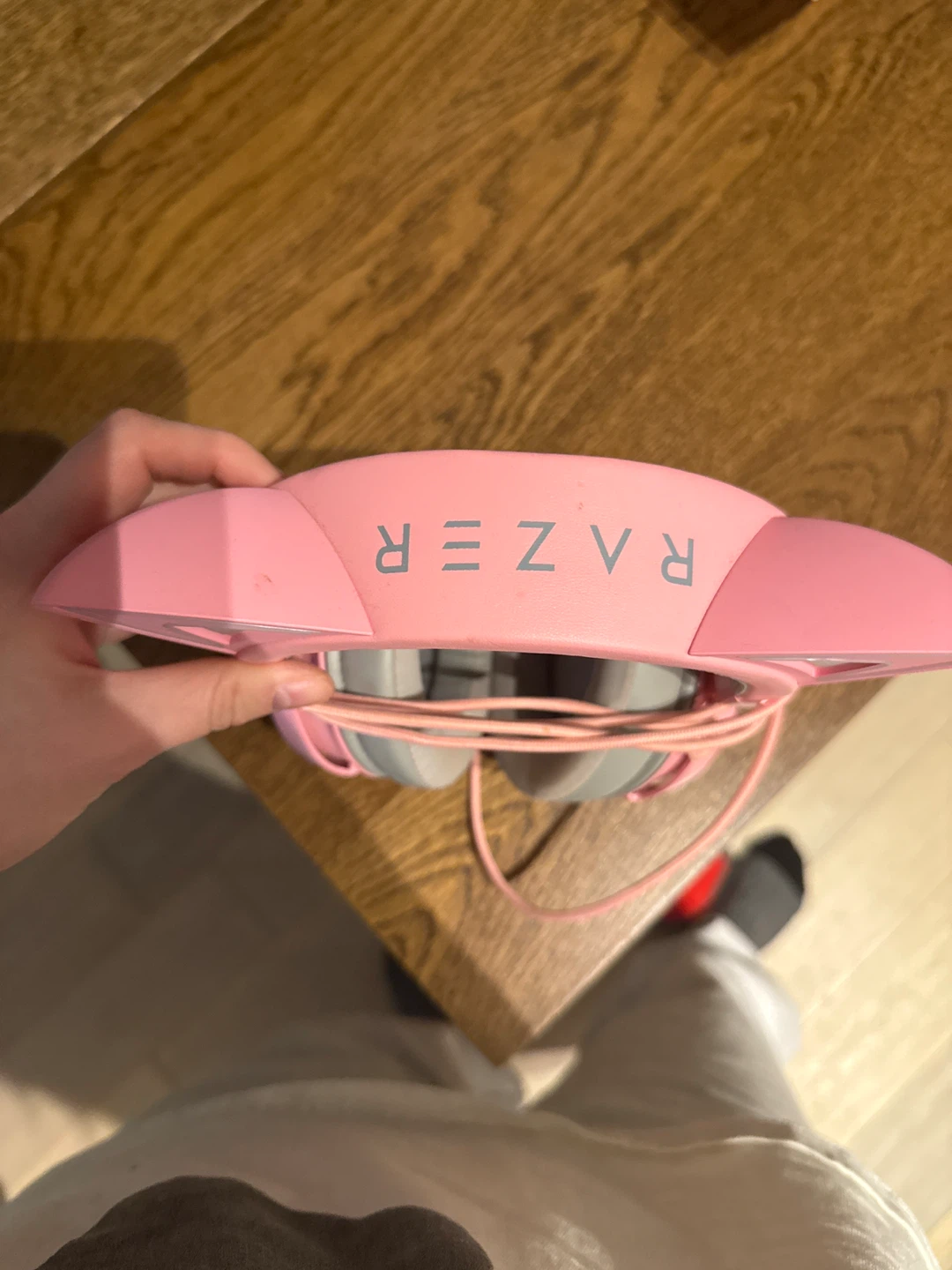 Used Razer Kraken Pink Kitty PC Ear Headphones - photo 3