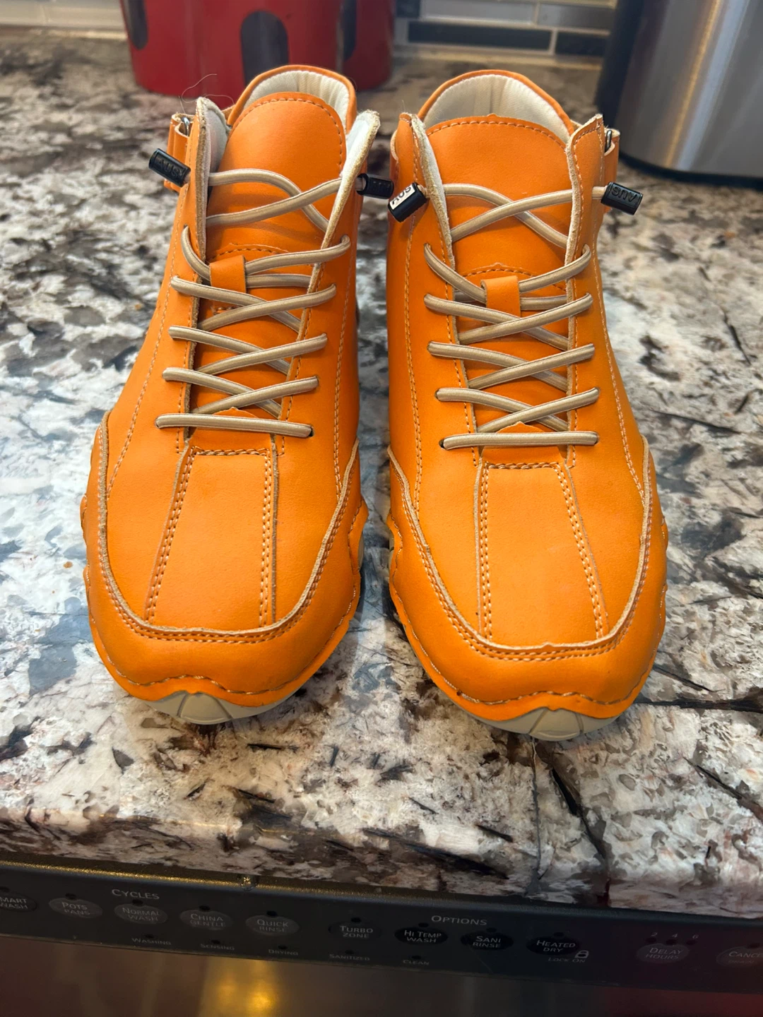 FLYLAND Orange Leather High-Top Sneakers - photo 3