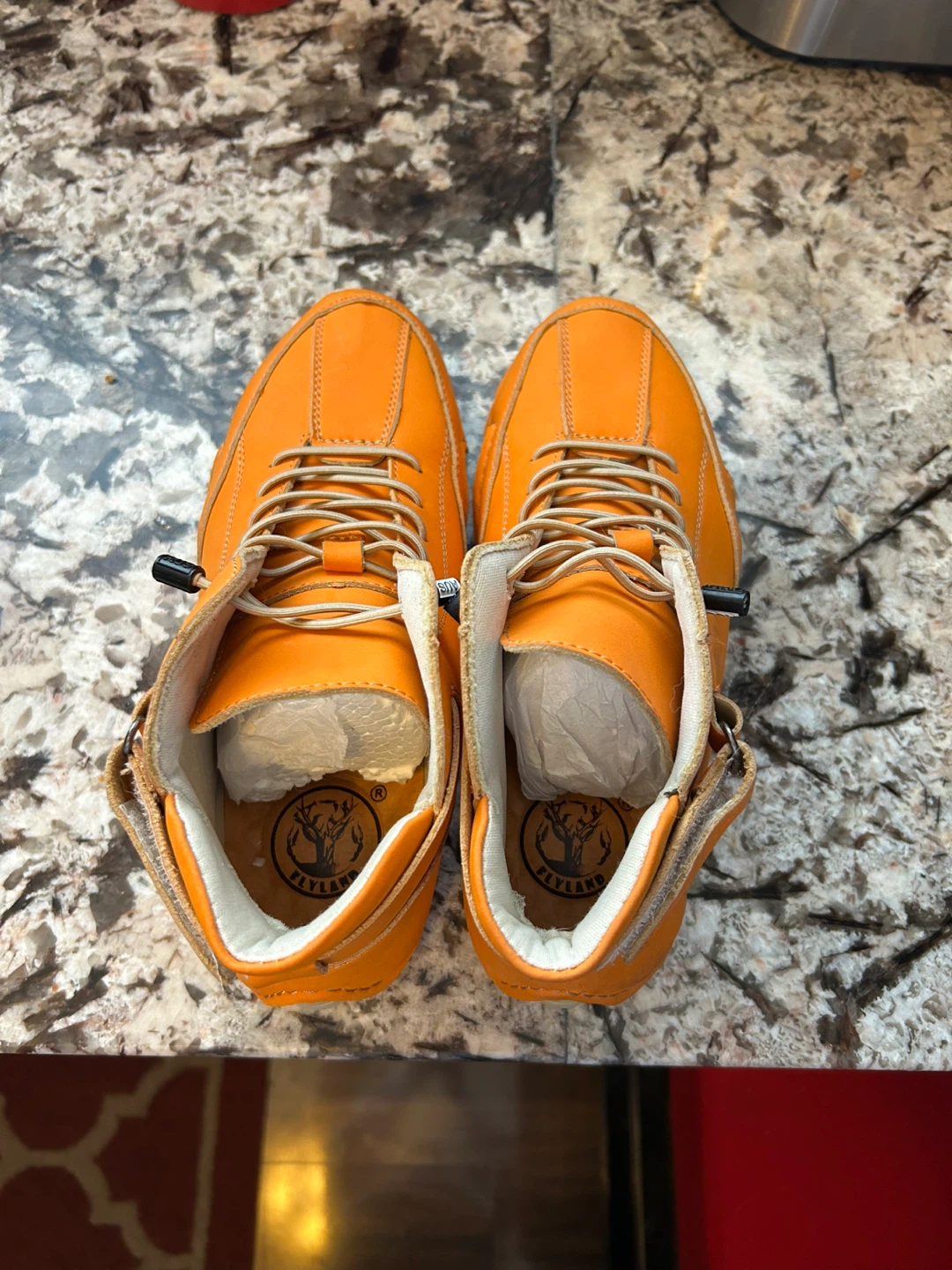 FLYLAND Orange Leather High-Top Sneakers - photo 2