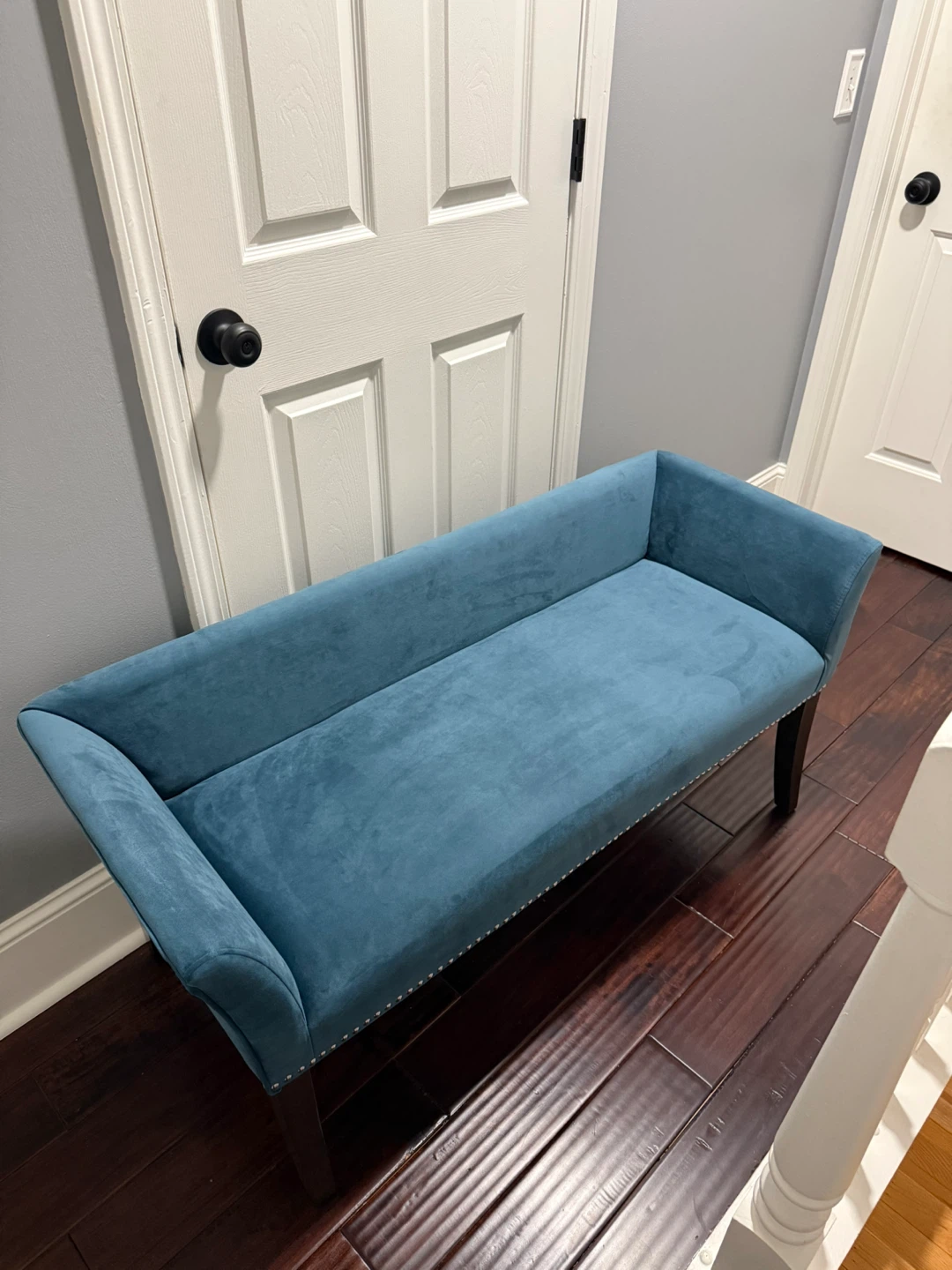Teal Velvet Accent Bench - photo 5