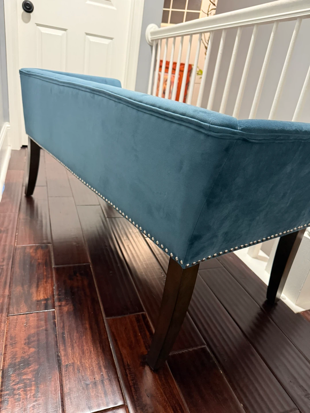 Teal Velvet Accent Bench - photo 4