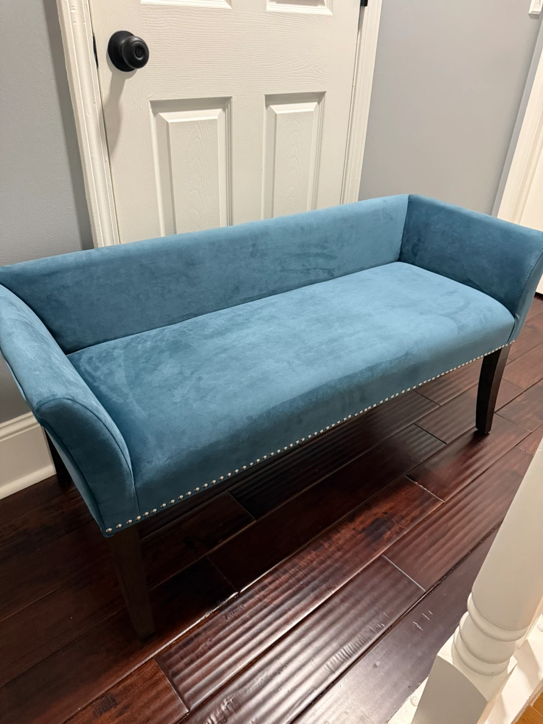 Teal Velvet Accent Bench