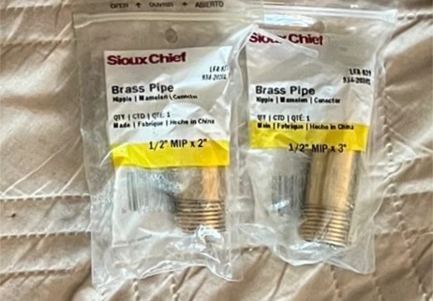 Sioux Chief Brass Pipe Nipples (2" & 3")