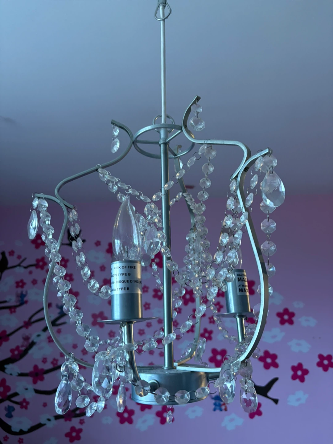 Silver Chandelier with Crystal Beading
