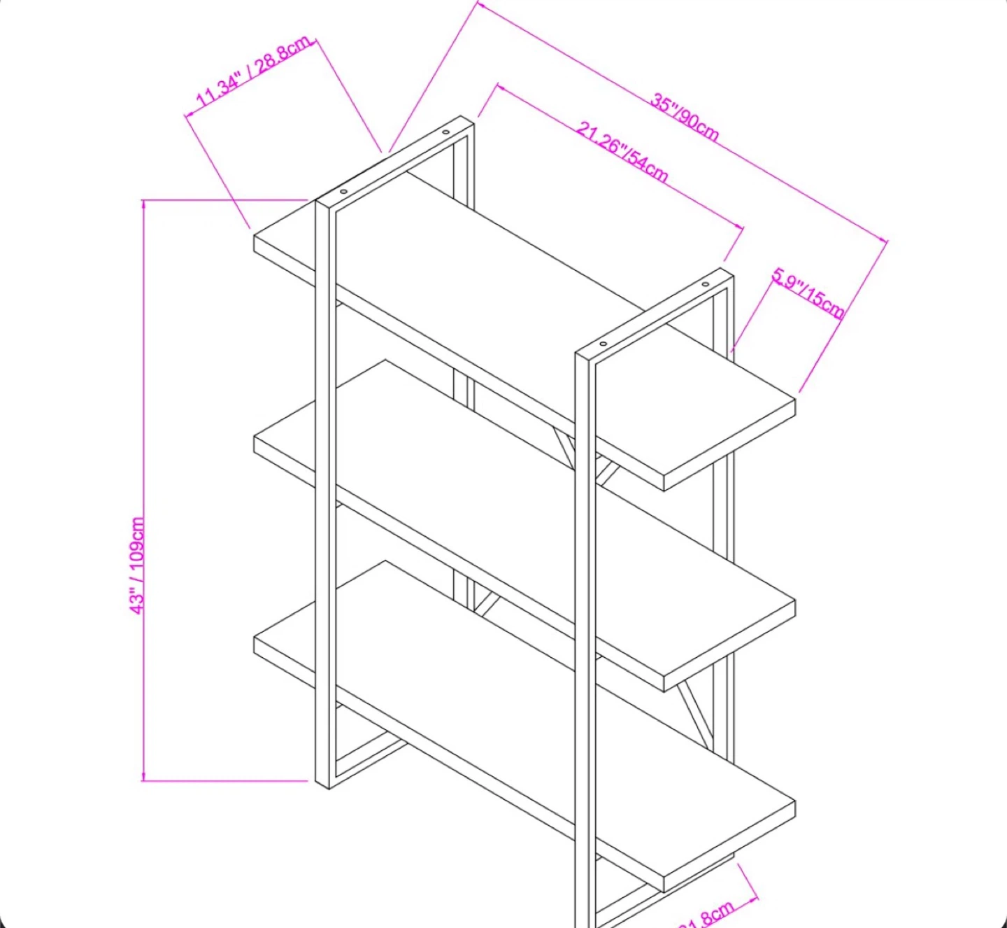 Etagere Bookcase - 3 Shelf - photo 4