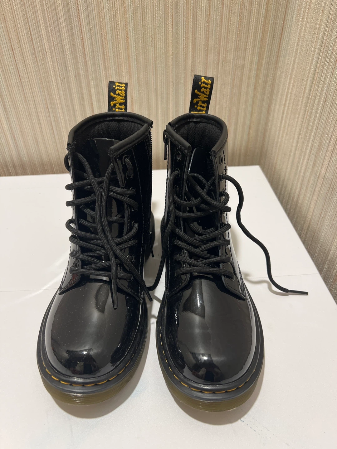 Dr. Martens Black Patent Leather Boots with Zip