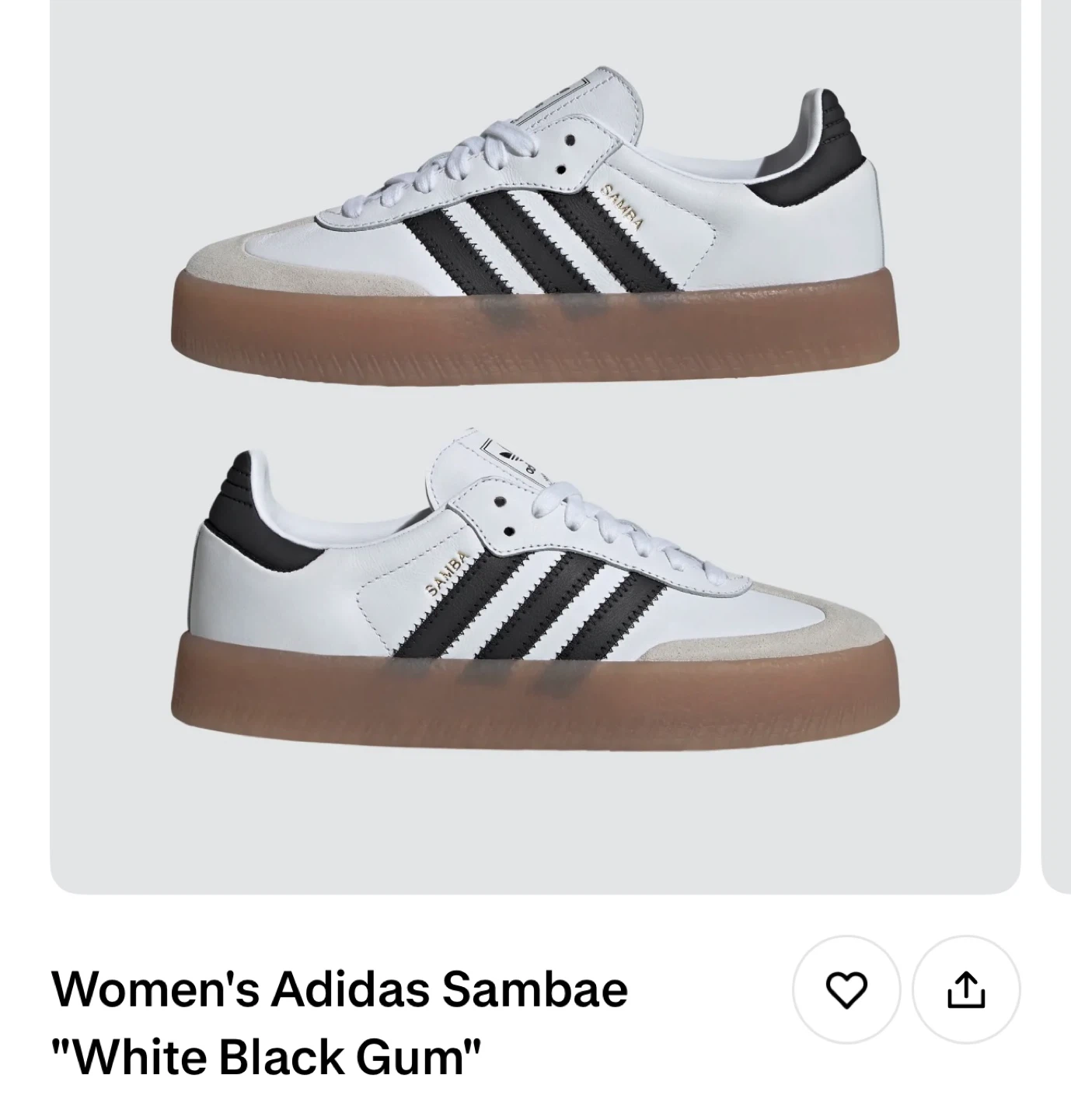 Women's Adidas Sambae  Sneakers - White Black Gum - photo 3