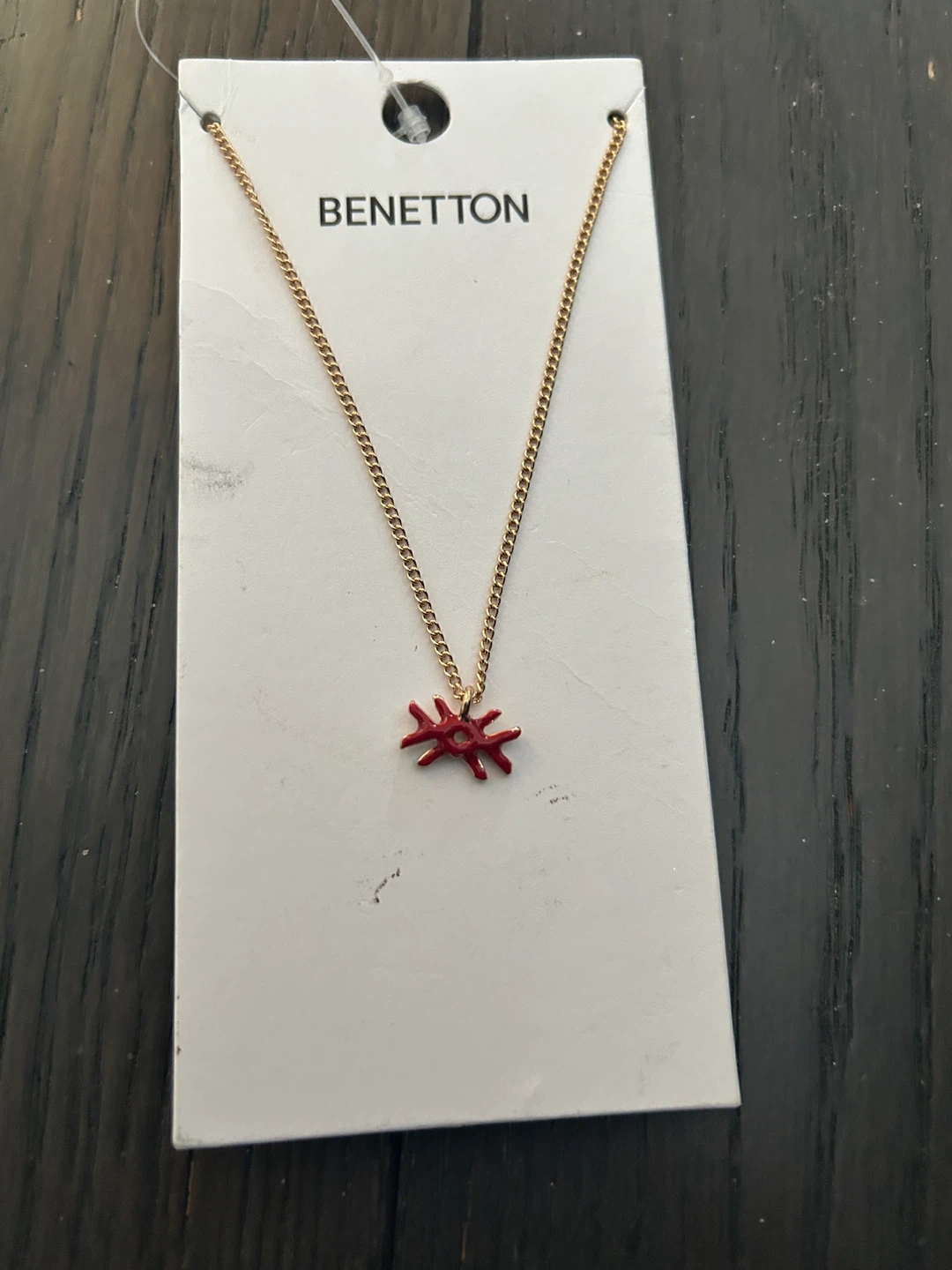 Italian Benetton Red Pendant Necklace (New never been Used)