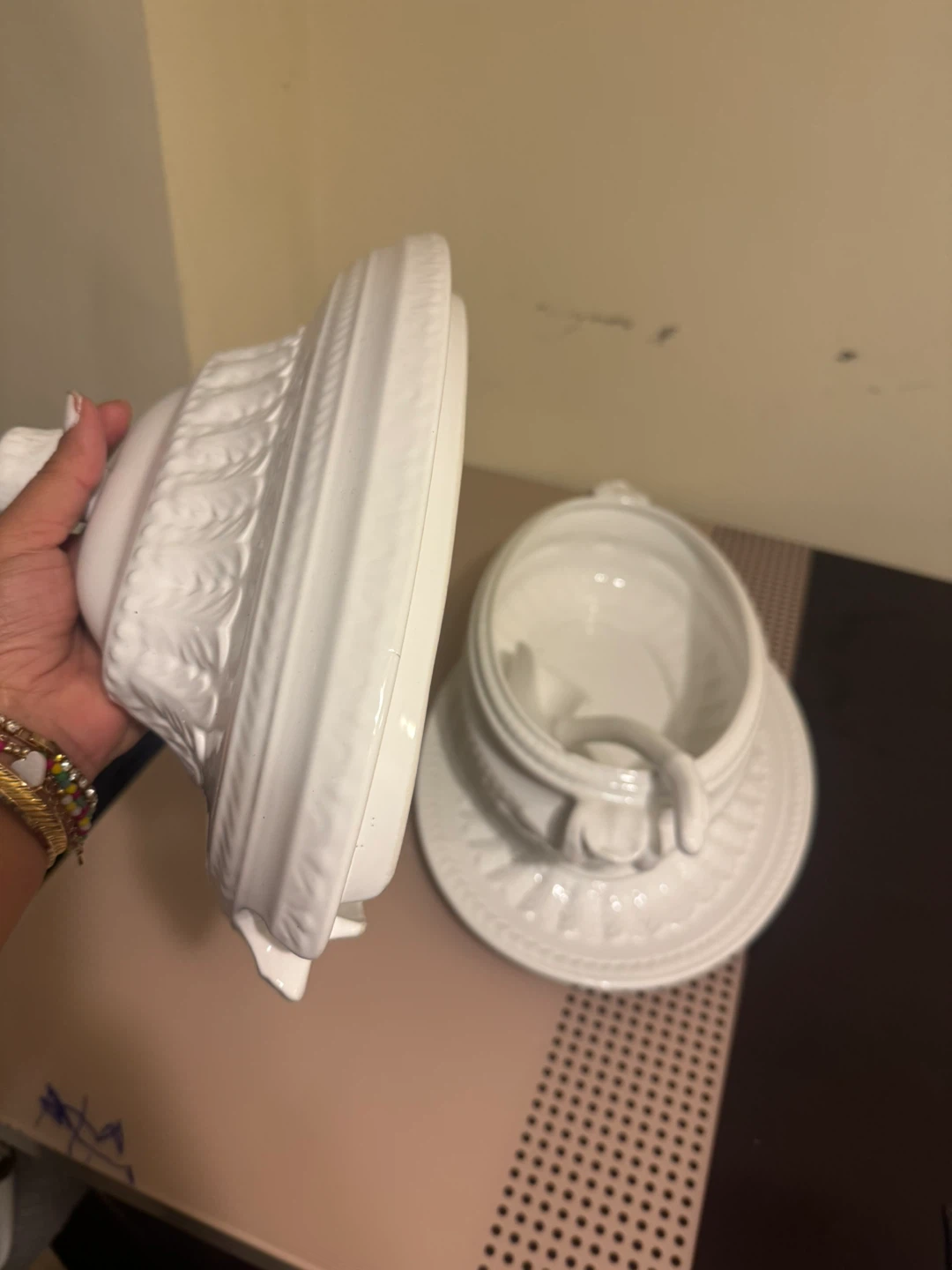 White Ceramic Tureen with Ladle