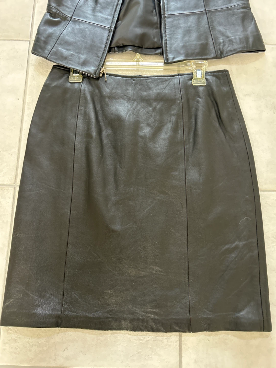 Lambskin leather vest n skirt - photo 3