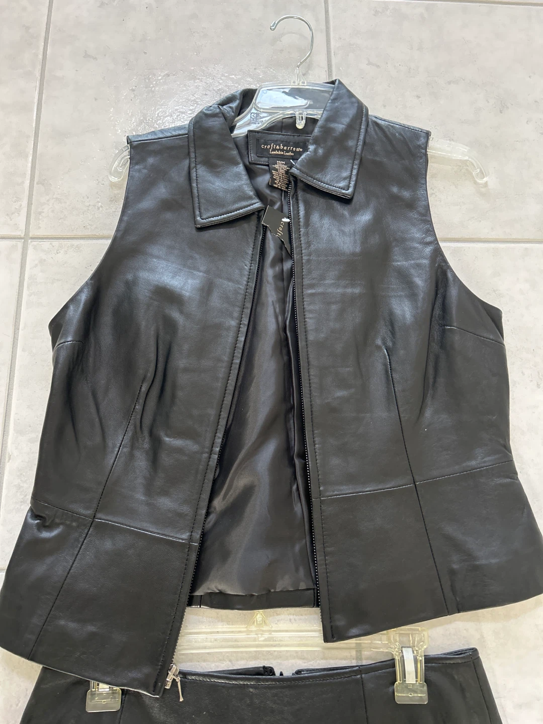 Lambskin leather vest n skirt - photo 2