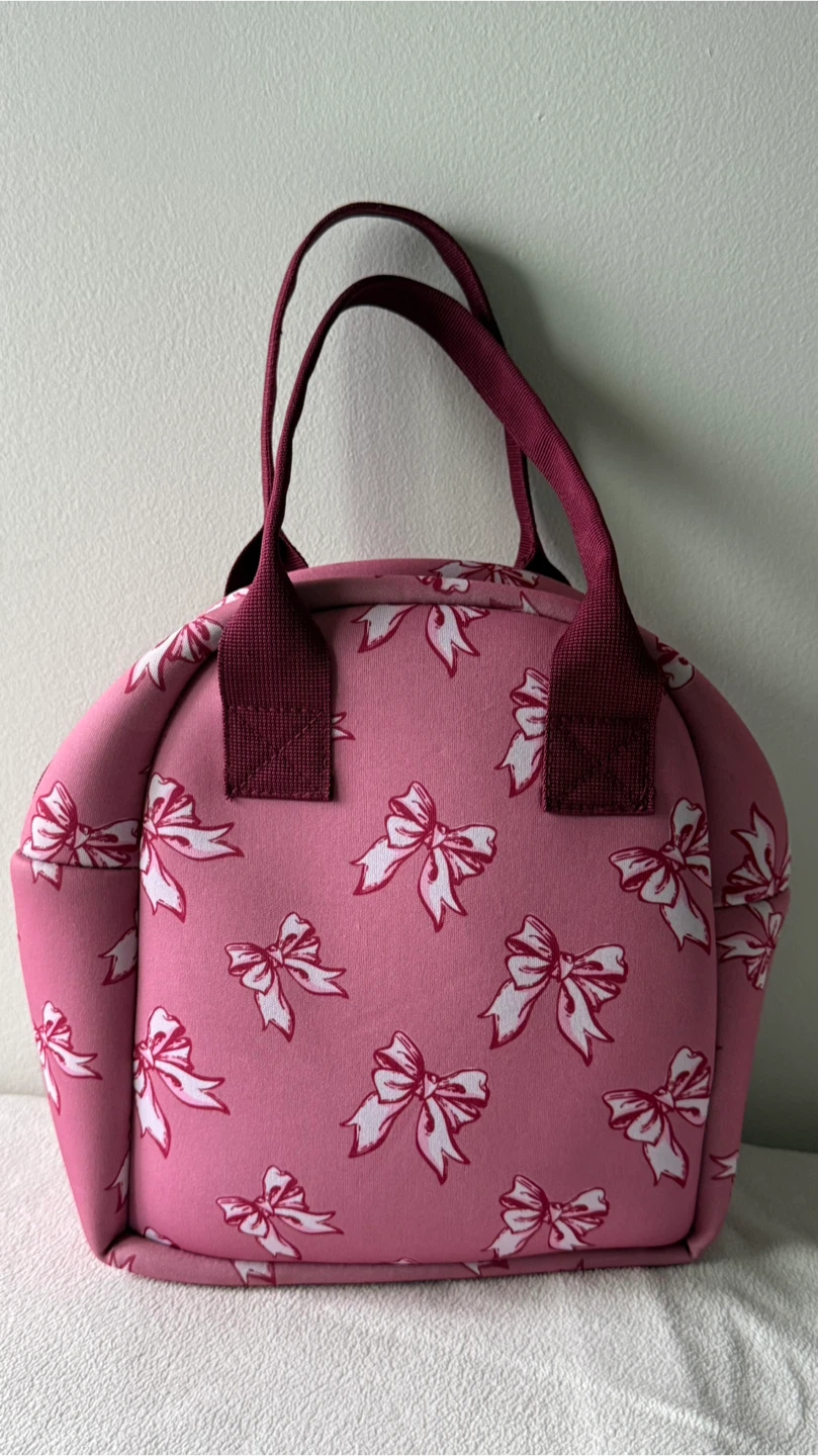 Pink Bow Print Lunch Bag