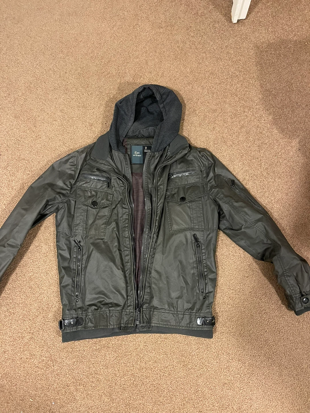 Men's Grey Hooded Bomber Jacket