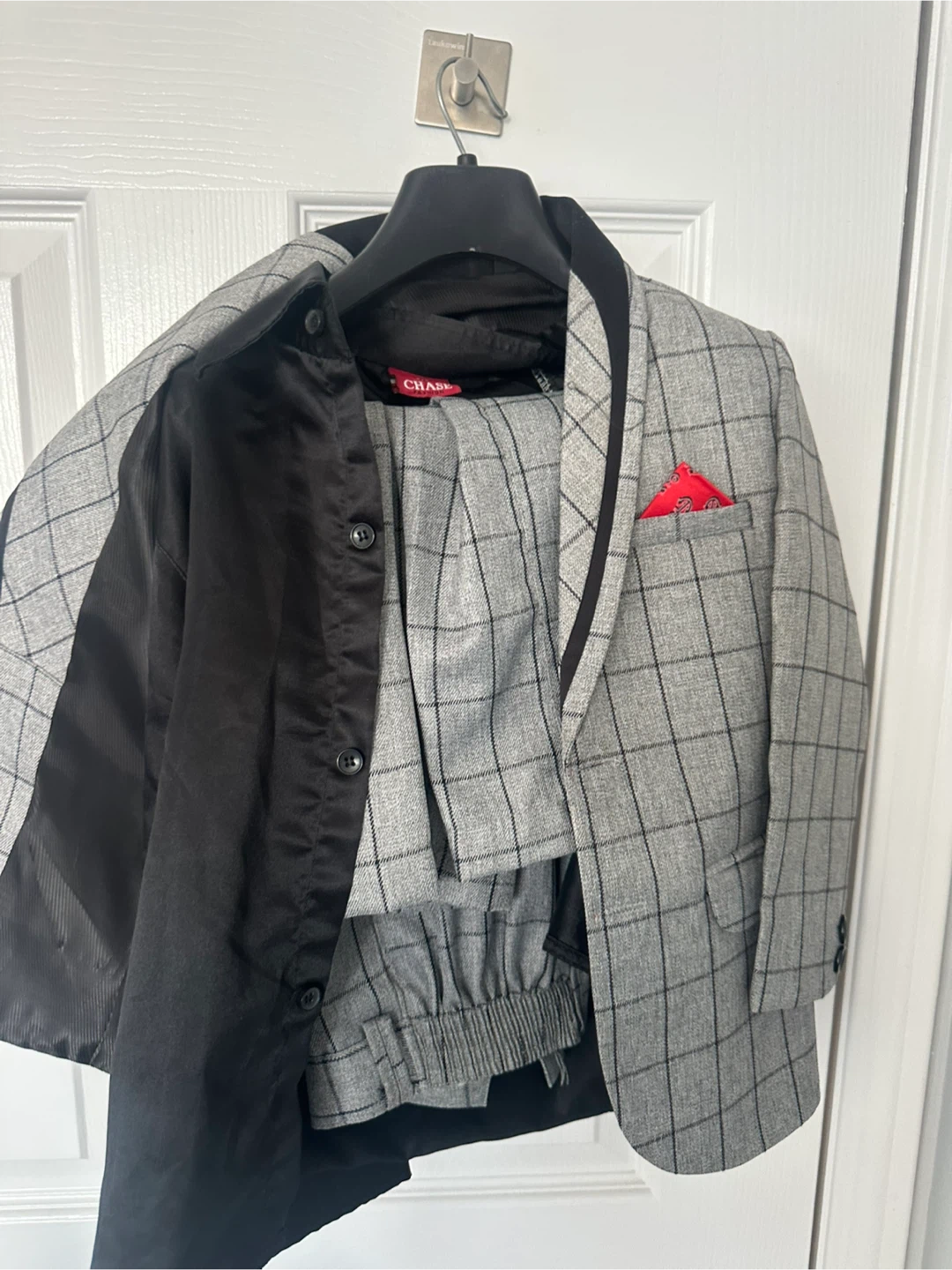 Chaps Grey Plaid Suit Set