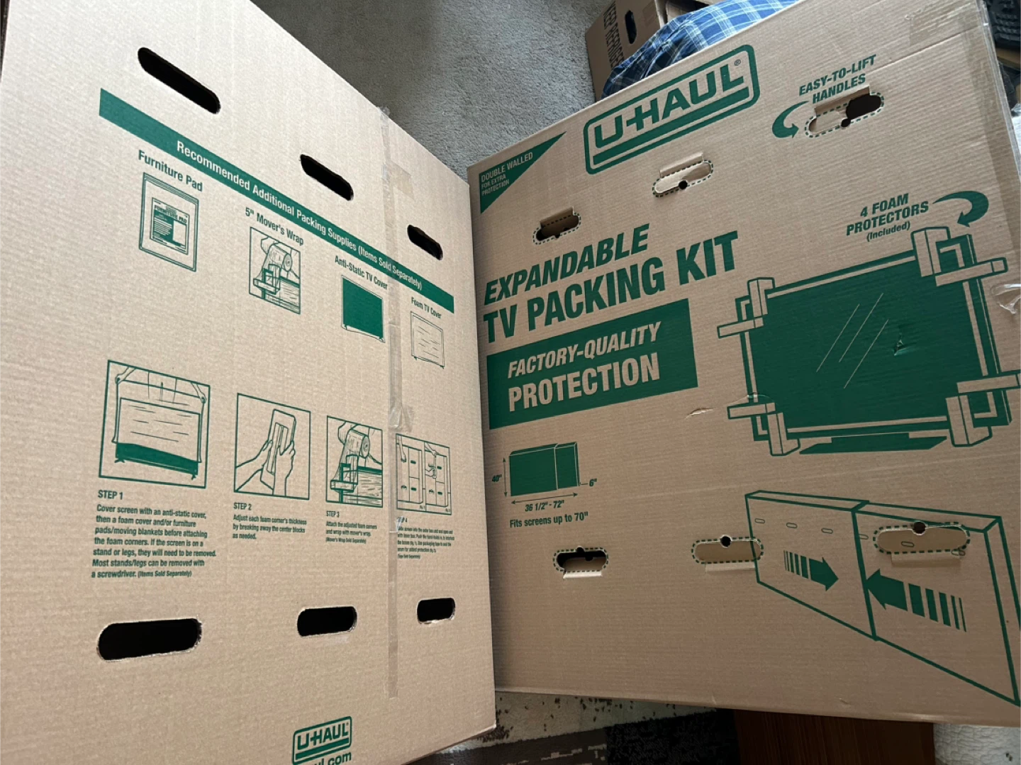U-Haul Expandable TV Packing Kit for Screens up to 70" - photo 2