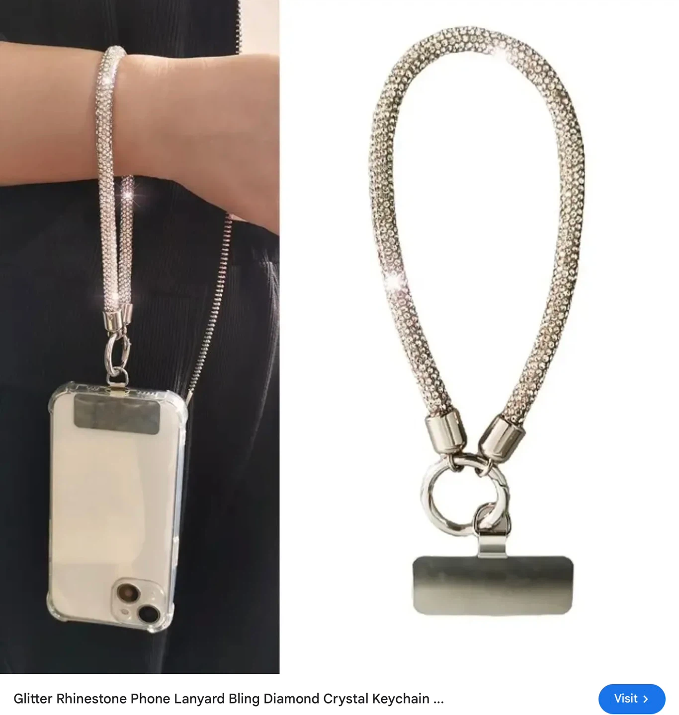 New Rhinestone Phone wrist Lanyard Keychain - photo 4