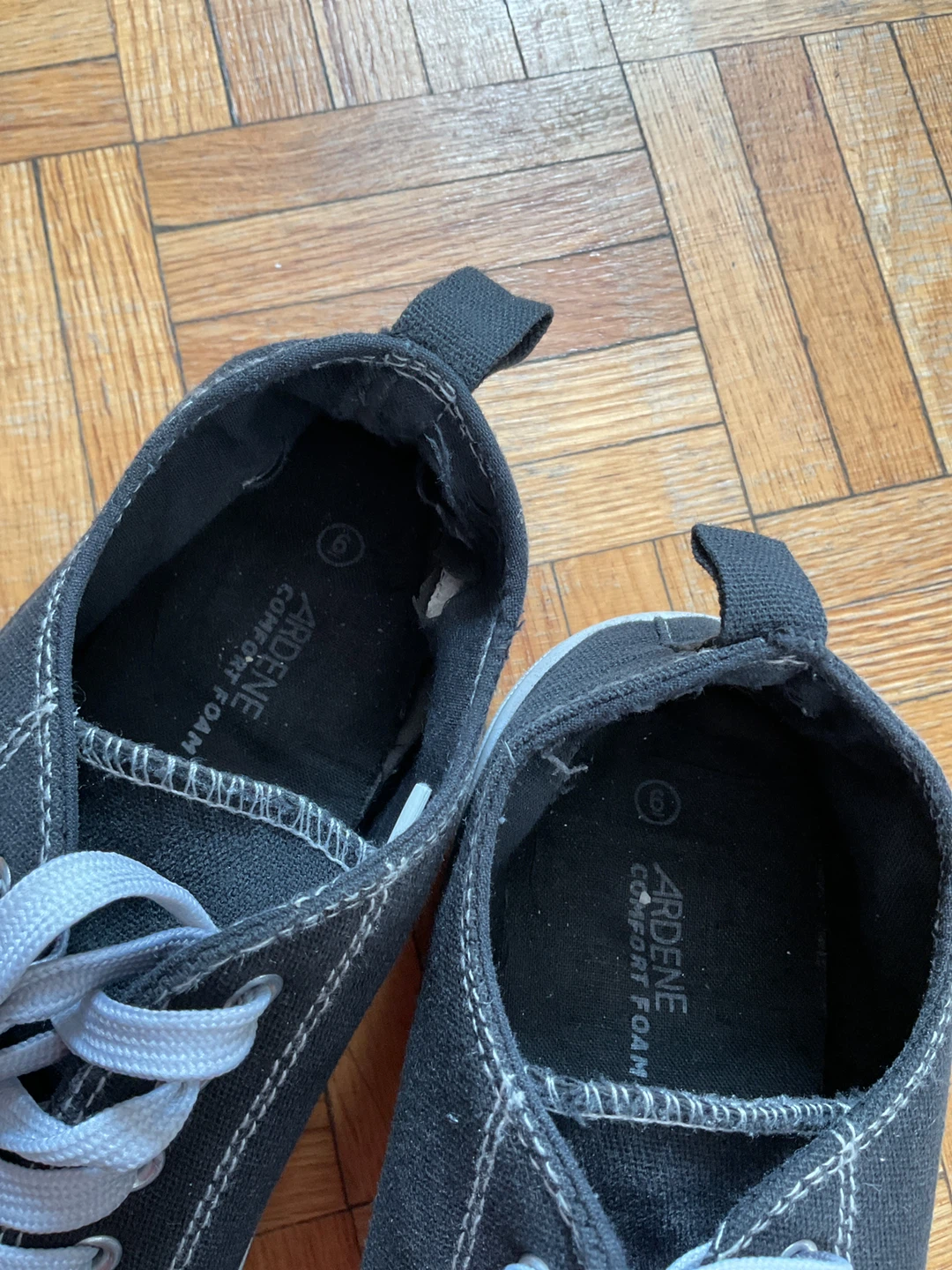Ardene Black Canvas Platform Sneakers Size 6 - photo 2