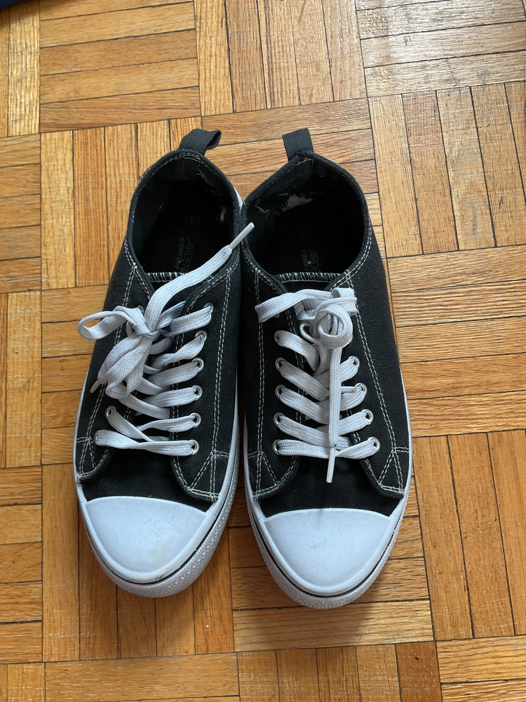 Ardene Black Canvas Platform Sneakers Size 6