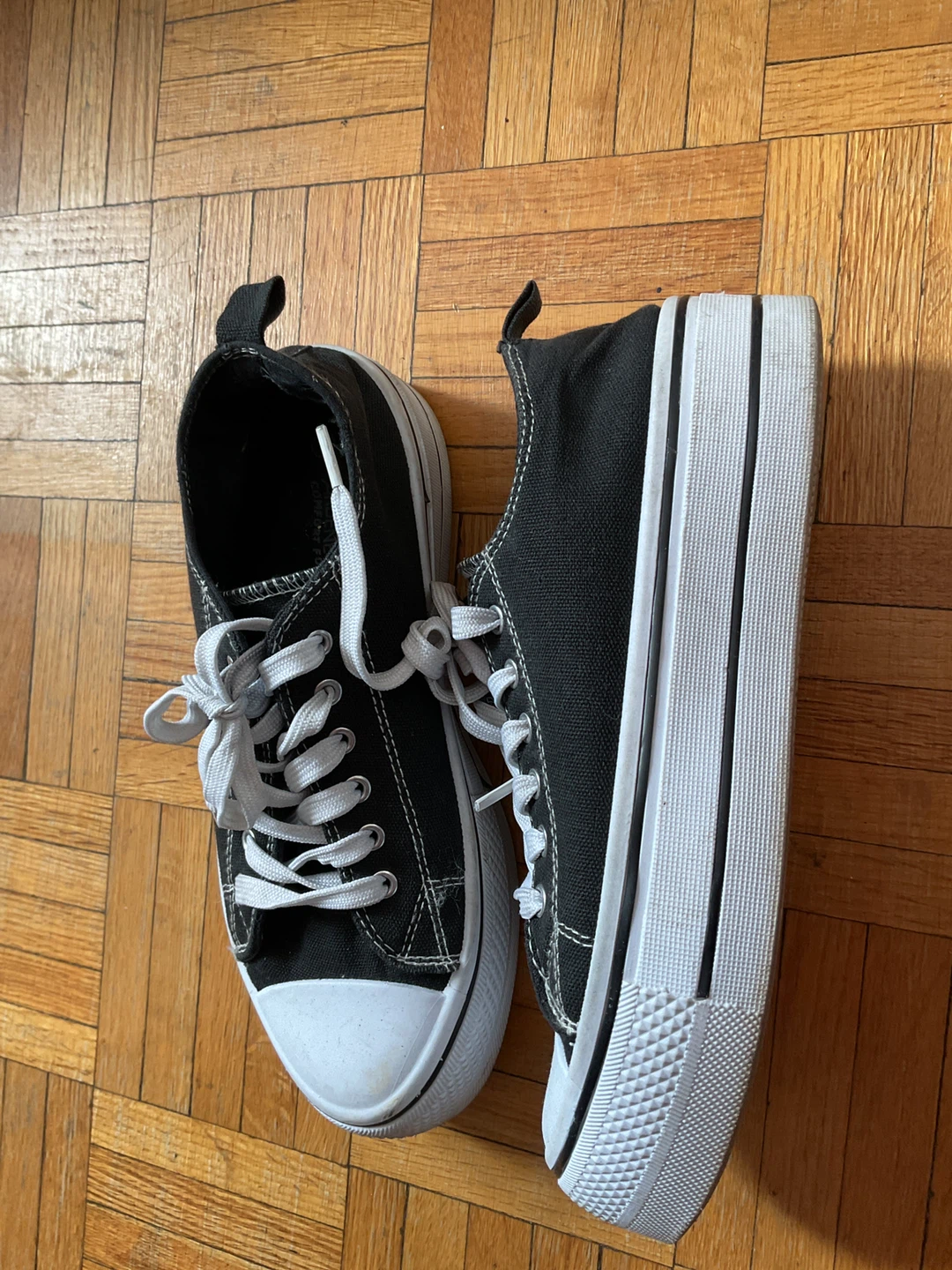 Ardene Black Canvas Platform Sneakers Size 6 - photo 3