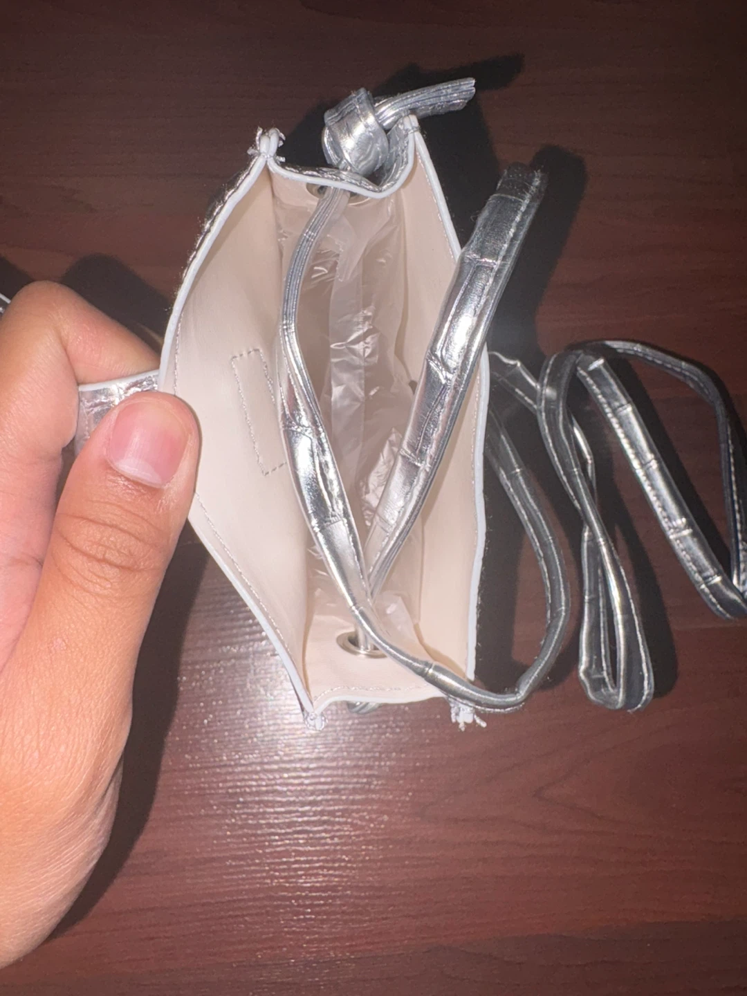 Silver Crocodile-Embossed Crossbody Phone Bag - photo 4
