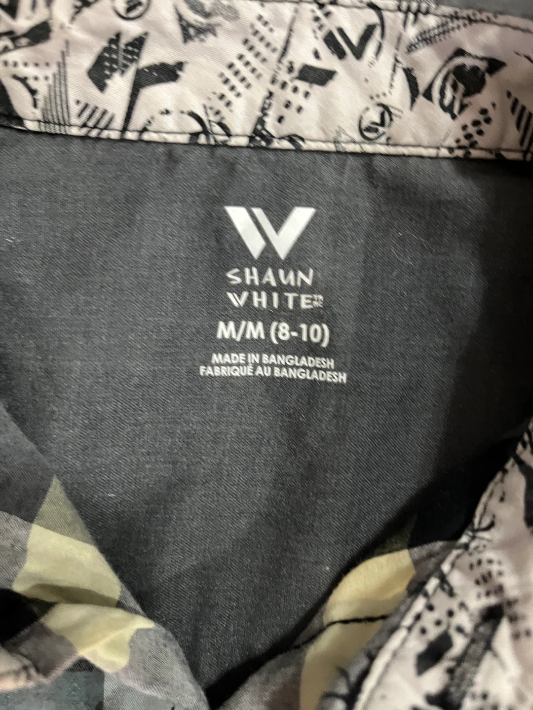 Shaun White boys’ medium plaid short sleeve shirt, black grey - photo 2