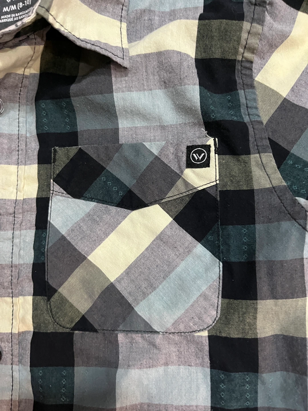 Shaun White boys’ medium plaid short sleeve shirt, black grey - photo 3