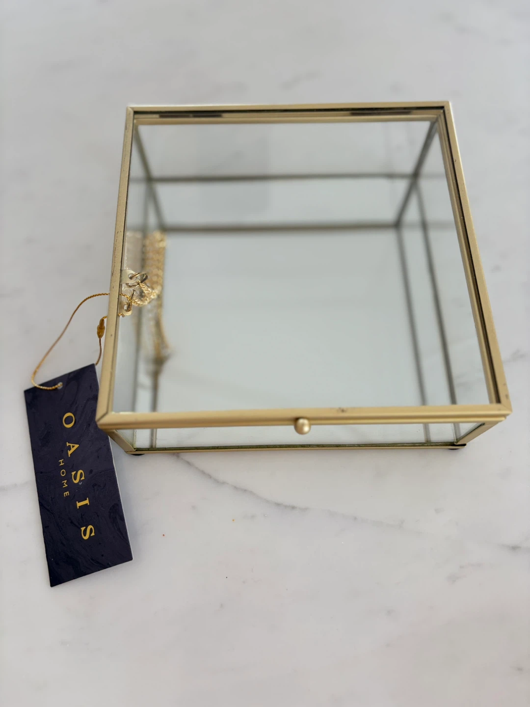 Oasis Gold Framed Glass Jewelry Box 6x6” - photo 3