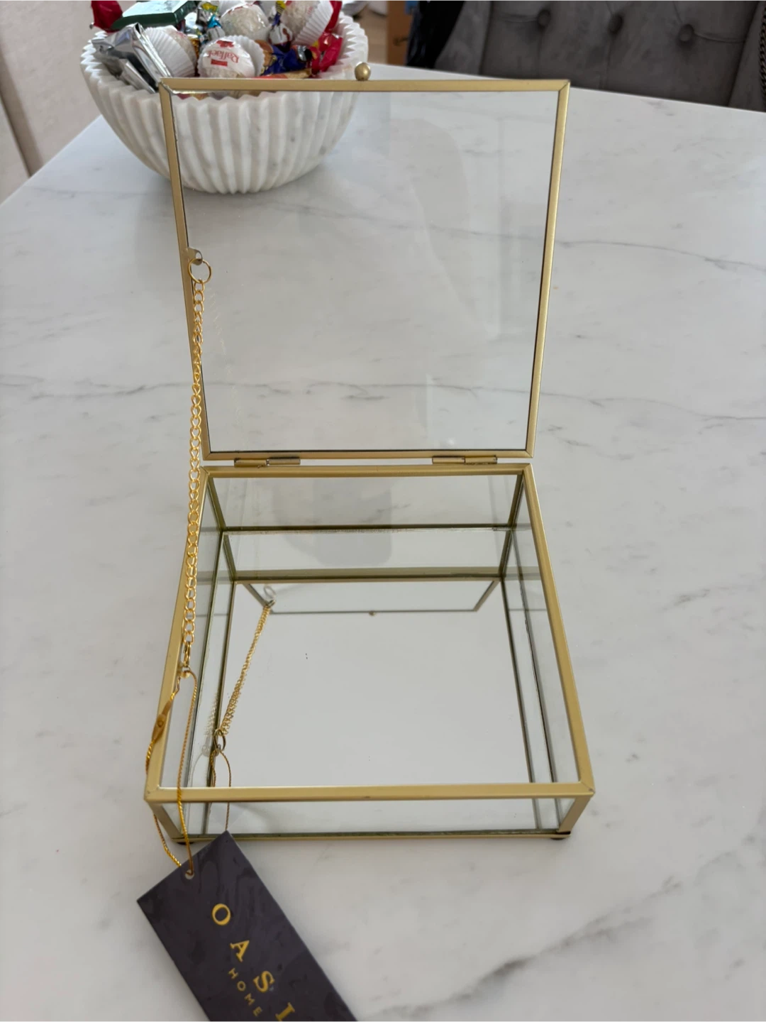 Oasis Gold Framed Glass Jewelry Box 6x6” - photo 5