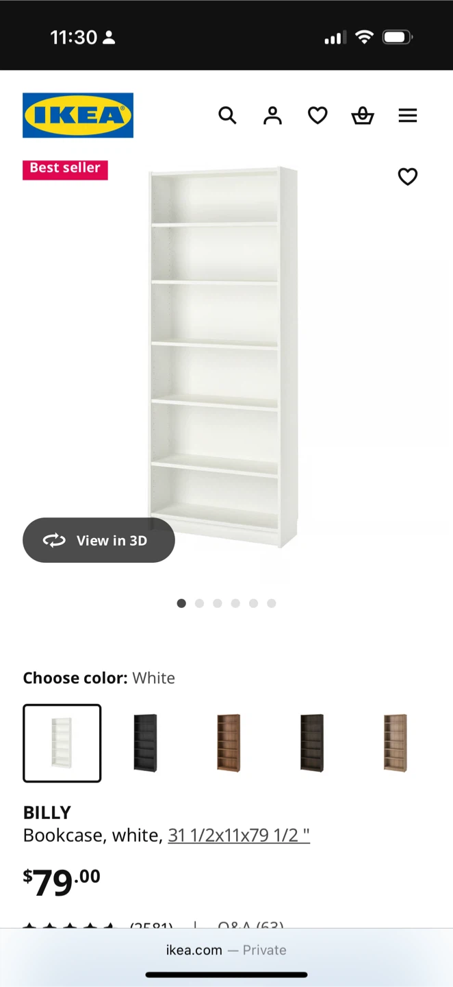 IKEA Billy Bookcase - White - photo 3
