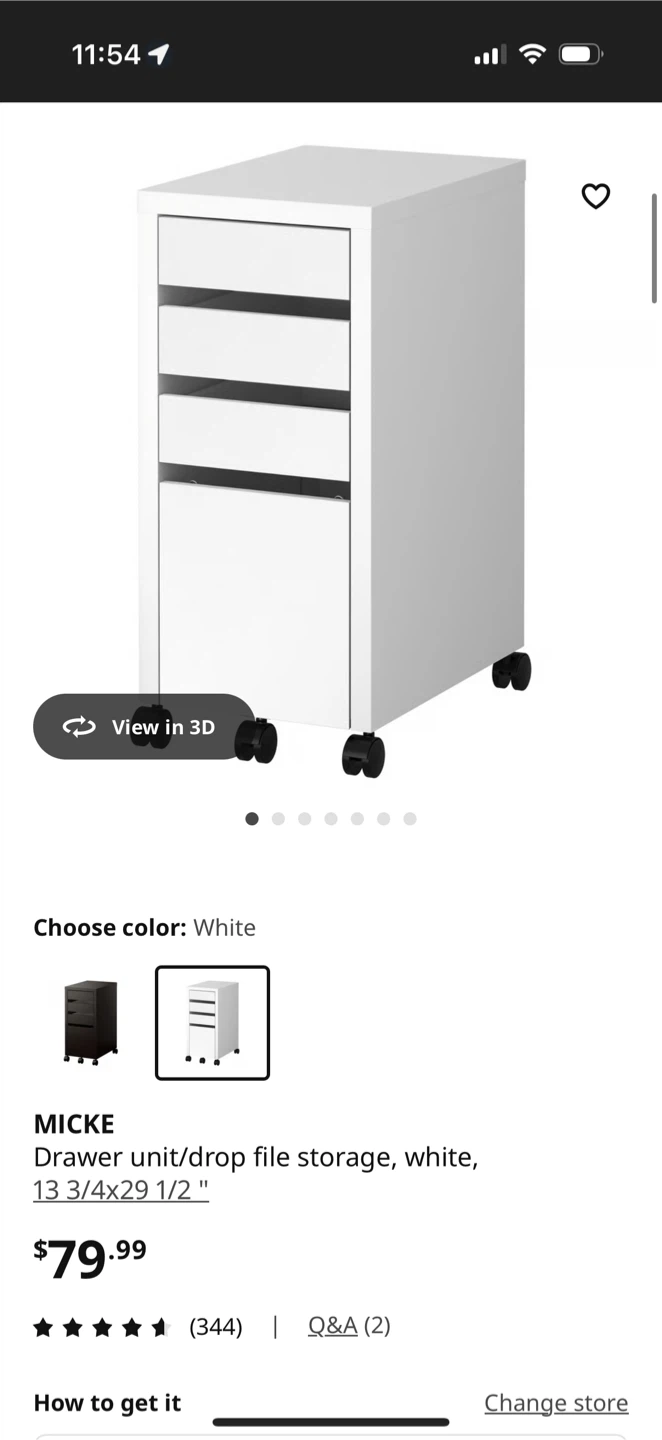 IKEA MICKE Drawer Unit/Drop File Storage - White - photo 5