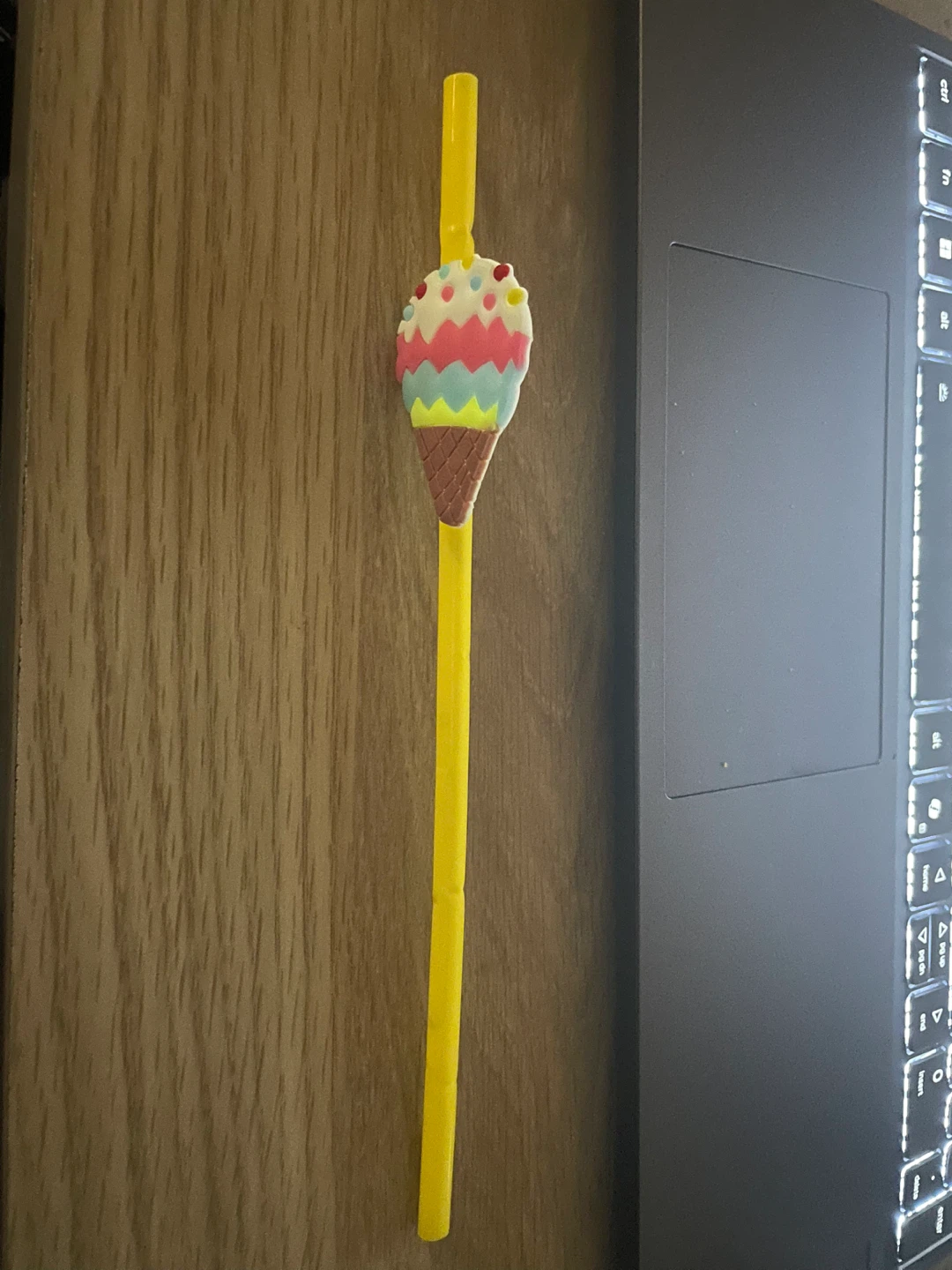 Yellow Ice Cream Cone Reusable Straw