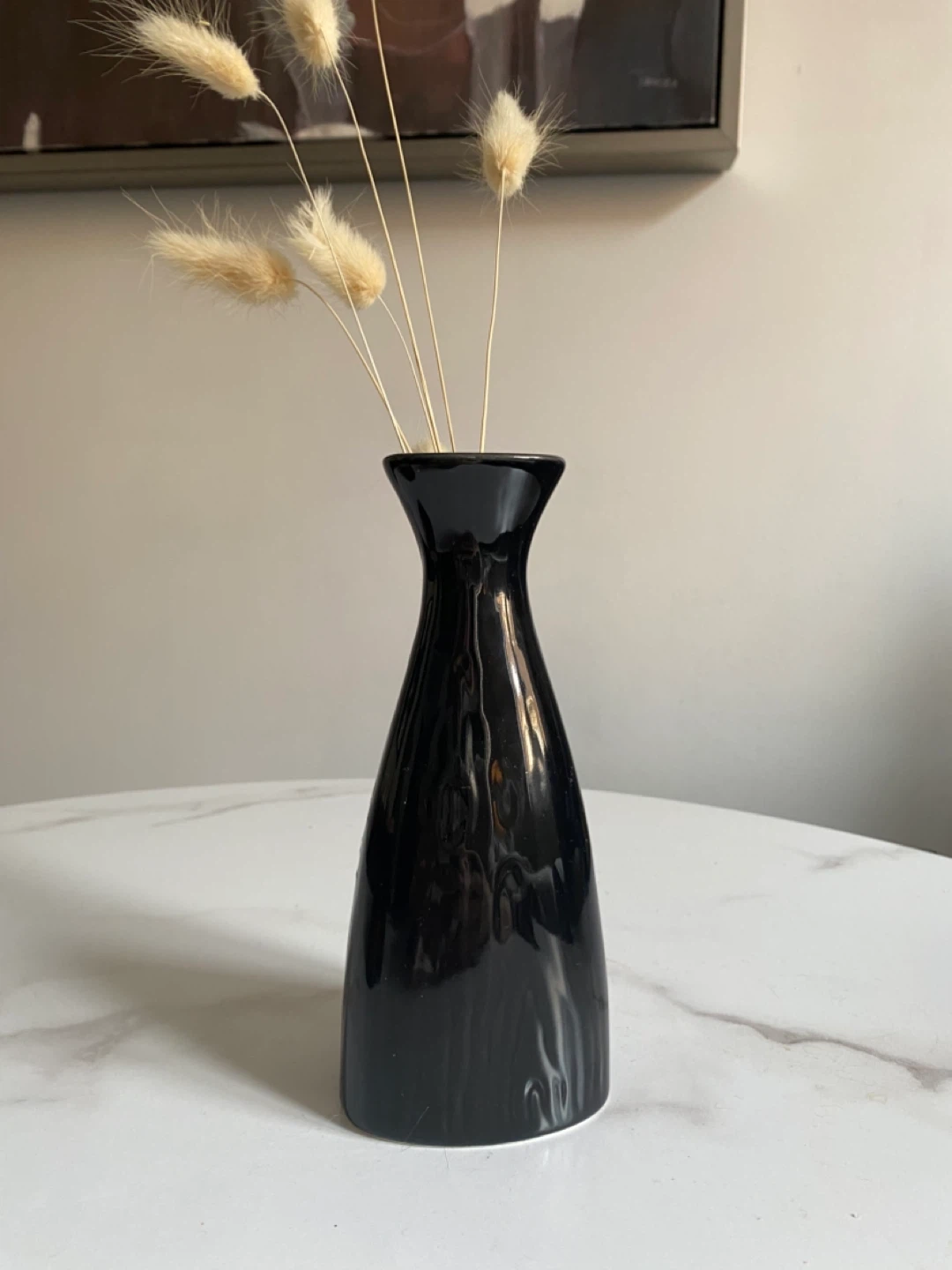 Ceramic Vase & Dried Bunny Tails