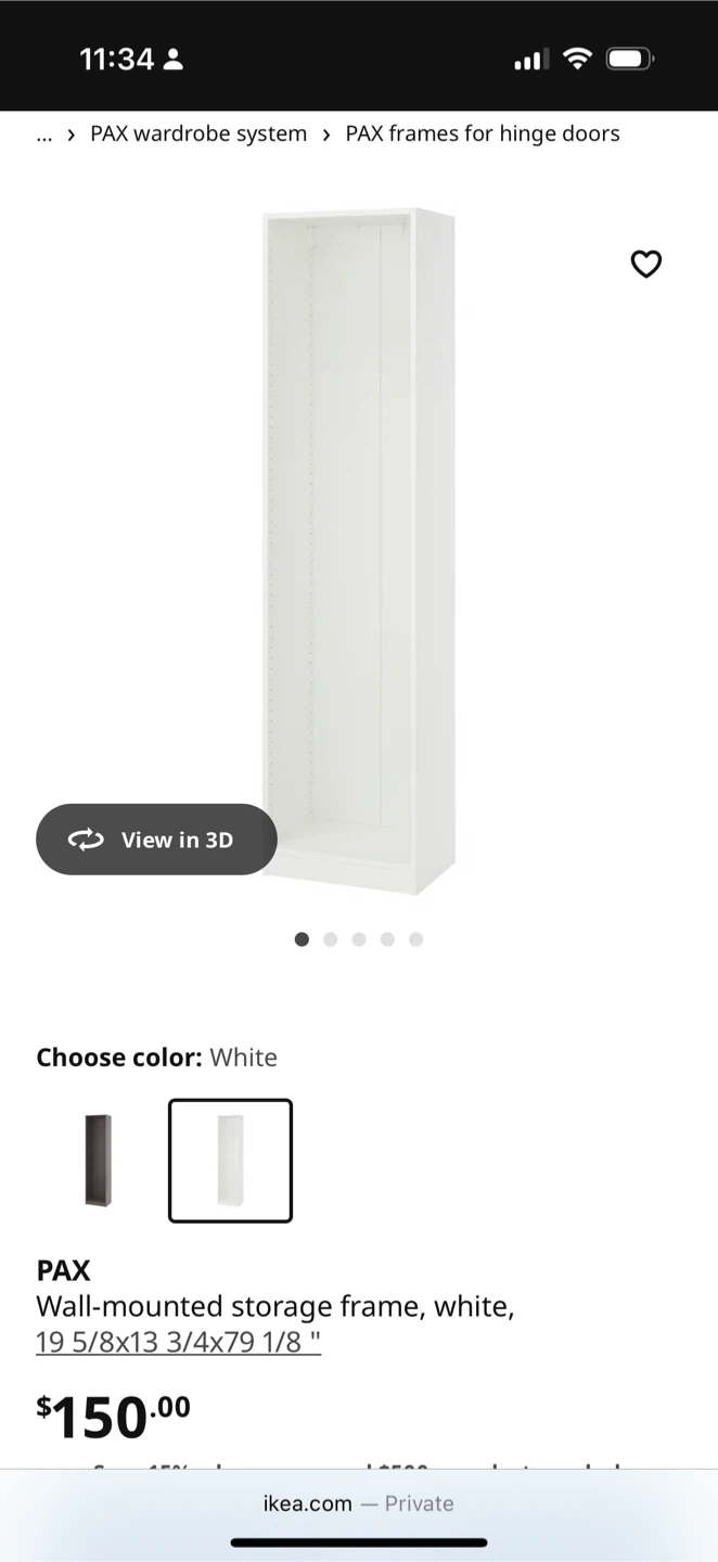 IKEA PAX Wardrobe Storage Frame - White - photo 3