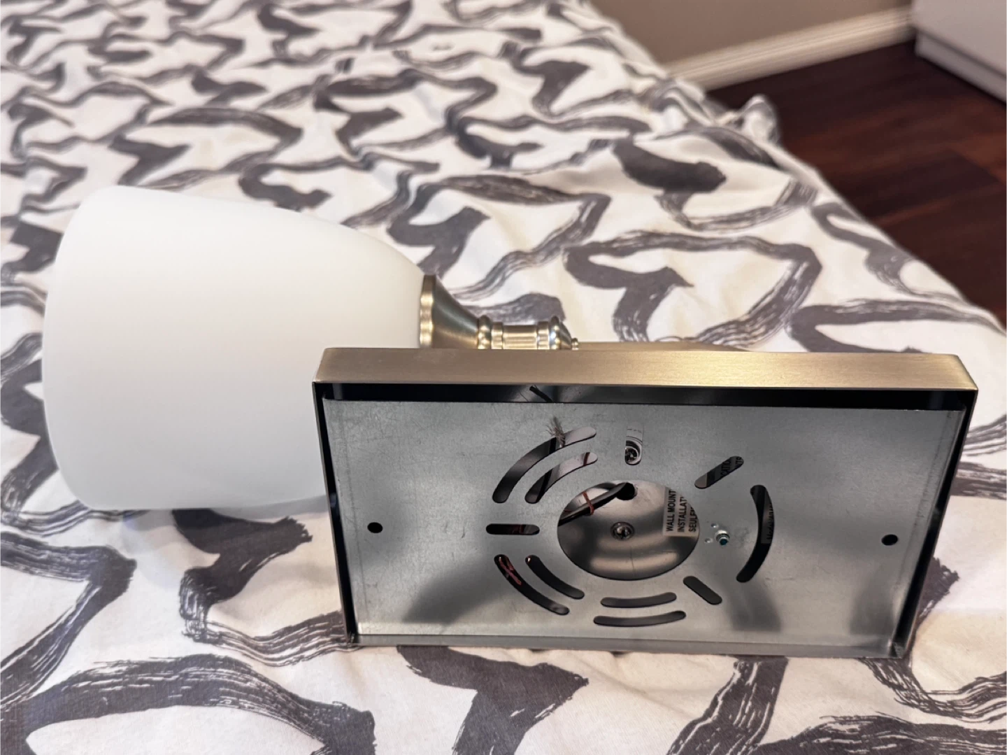 Satin Nickel Wall Sconce Light Fixture with Frosted Glass Shade - photo 4