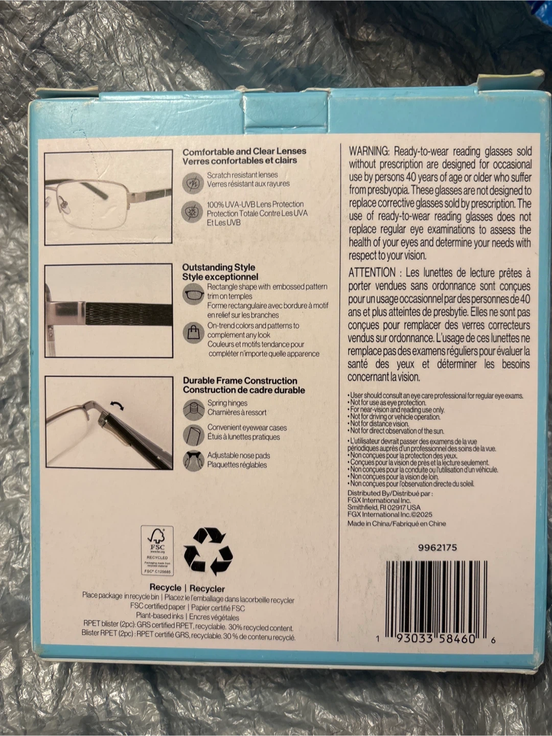 Foster Grant Metal Reading Glasses +1.75 - photo 3