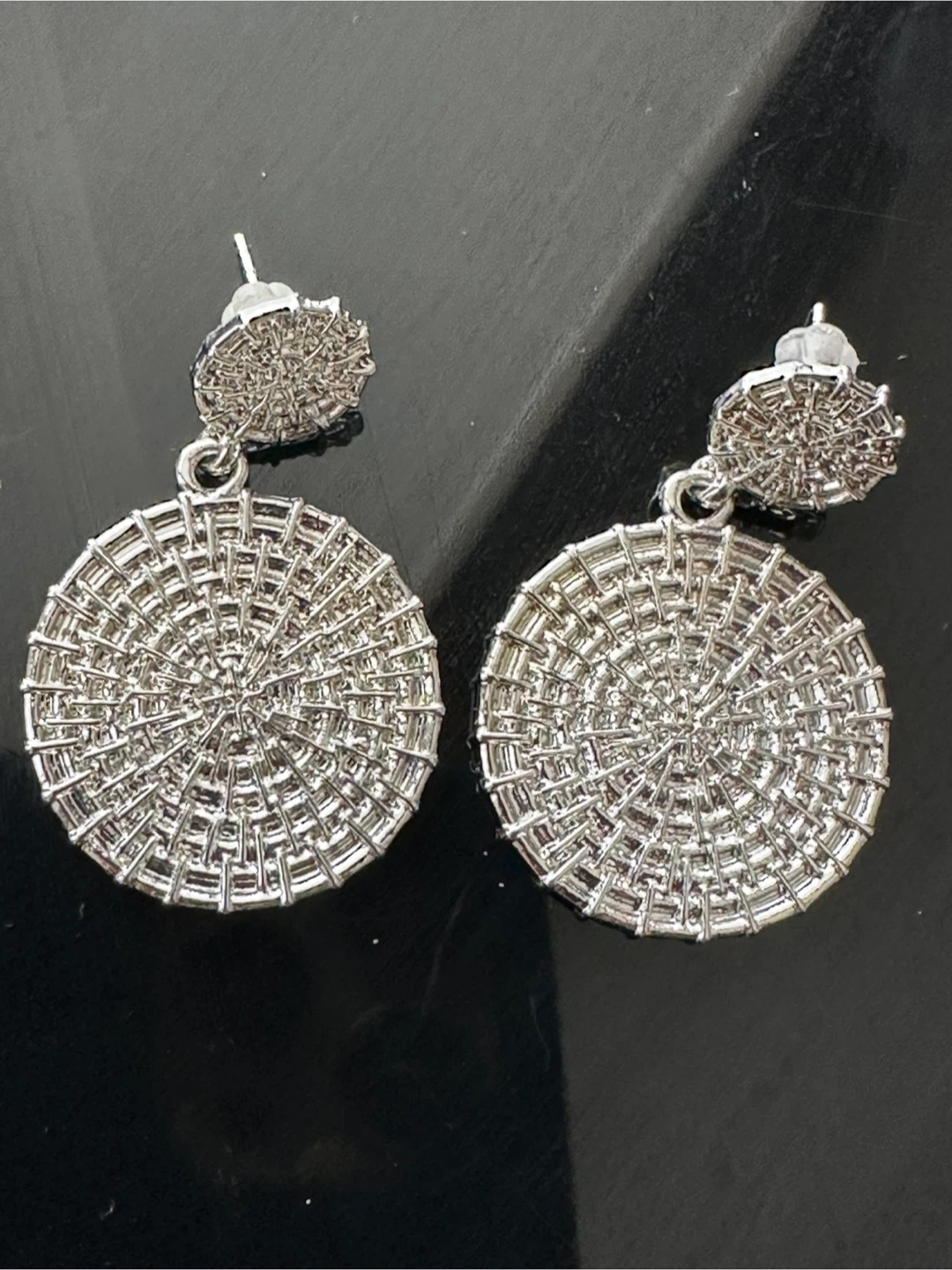 Silver Round Drop Earrings