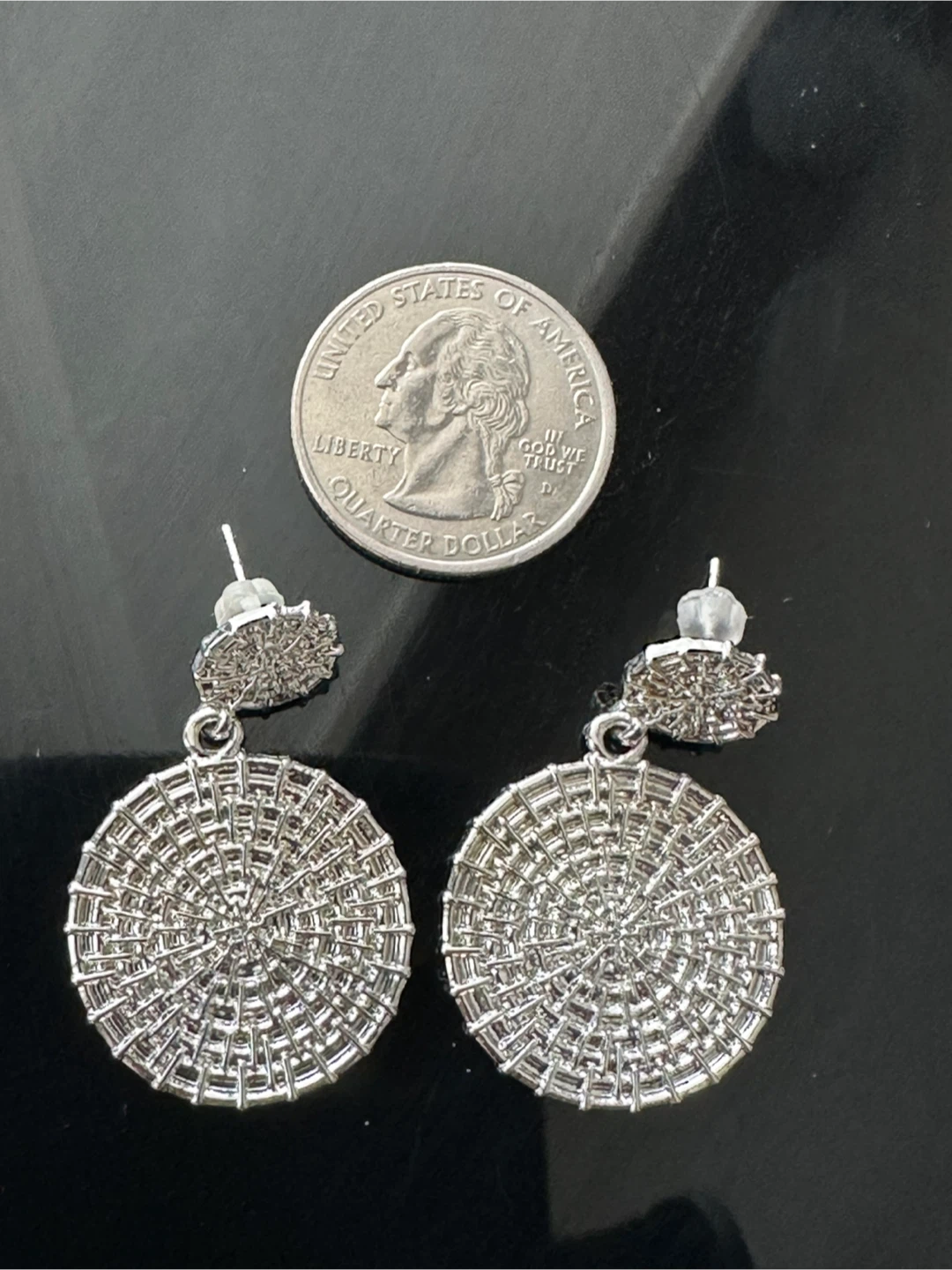 Silver Round Drop Earrings - photo 2