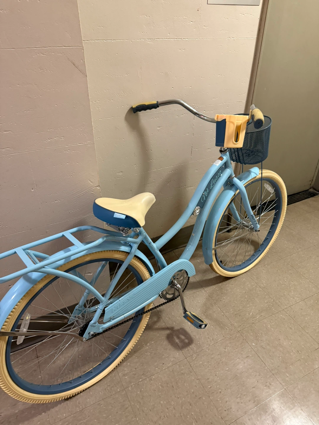 Blue Beach Cruiser Bicycle with Basket