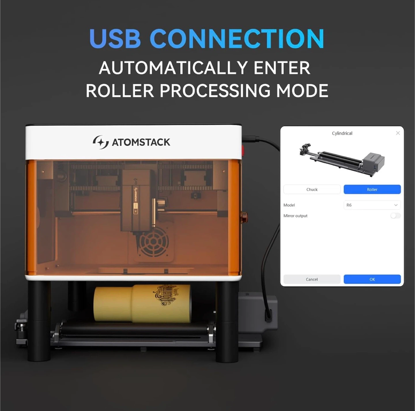 ATOMSTACK Laser Engraver with Rotary Chuck R8 - photo 3